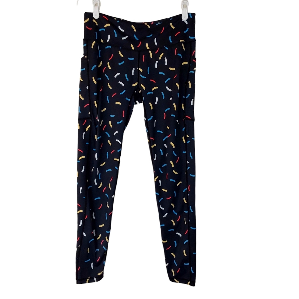 Feed Me Fight Me Activewear Black Donut Sprinkles Legging